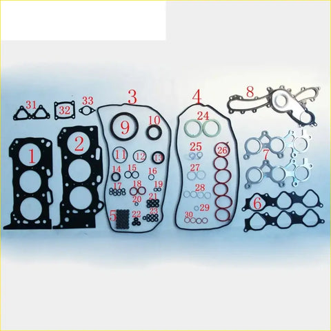 Black rubber gasket set with numbered parts for toyota lexus gs300 5grfe engine rebuilding kits metal full set