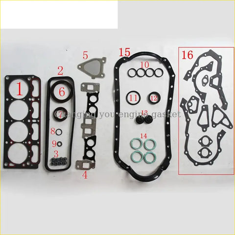 Black rubber engine gasket set with metallic and black parts for toyota lite ace town ace box 18l 7k engine
