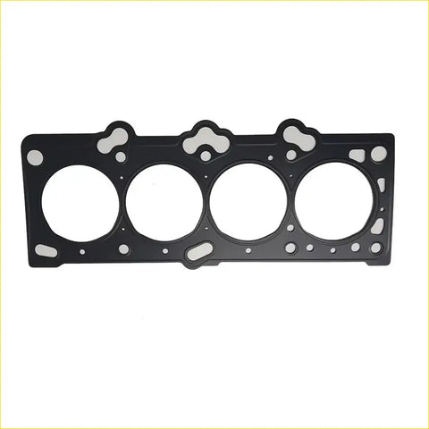 Black metal cylinder head gasket with four circular openings and silver tabs for hyundai coupe lantra elantra use