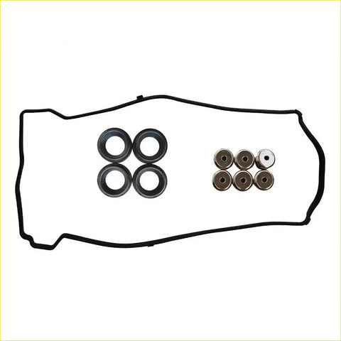 Black rubber gasket with four black o-rings and six metallic bolts for Honda Civic vii and CR-V II 2.4 K24A1 K20A4 K20A3 rocker cover