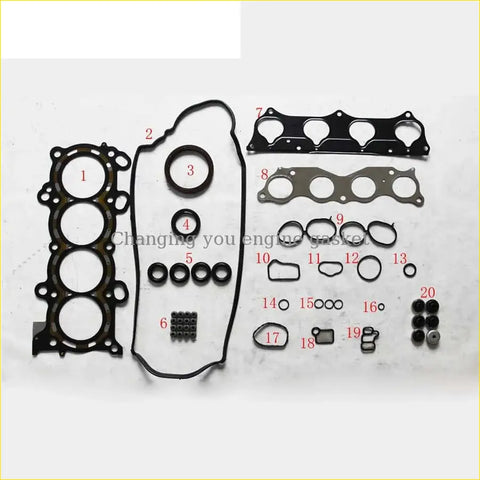 Black rubber engine gasket set with metal components and seals for gasket pro honda cr-v ii rd rd7 accord vii k24a1 metal