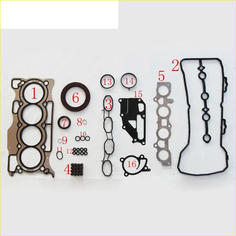 Black rubber gasket set with metal seal for engine head and valve cover for nissan micra note tiida sylphy 1.6l