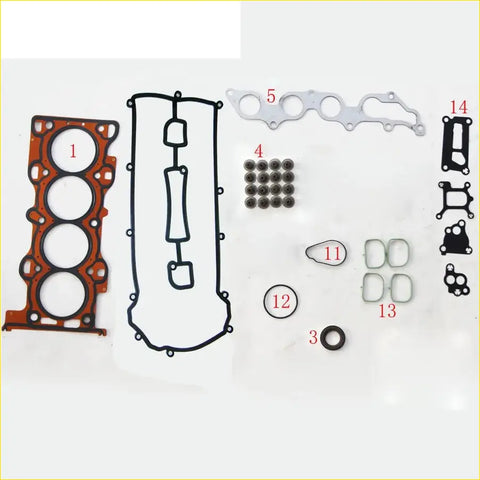 Orange and black metal engine head gasket set for gasket pro ford mondeo iii estate 1.8 with multiple parts displayed
