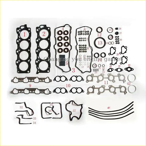 Black rubber engine gasket set with cylinder head valve cover and intake manifold gaskets for Lexus LS 400 Toyota Crown