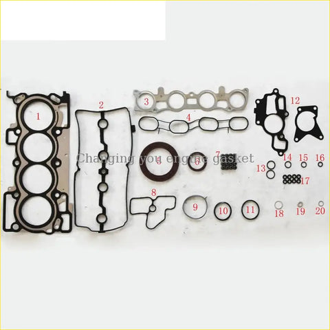 Black rubber engine gasket set with metallic components and various seals for renault laguna megane use