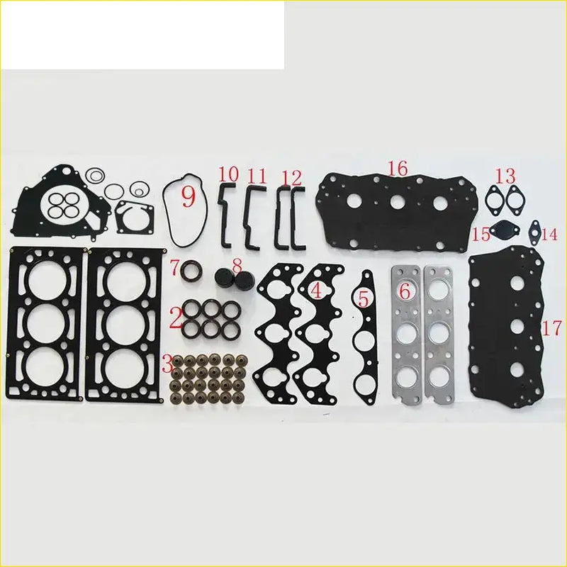 Black rubber gasket set with metallic parts for mg zs hatchback 180 or mg zt t 160 engine head assembly