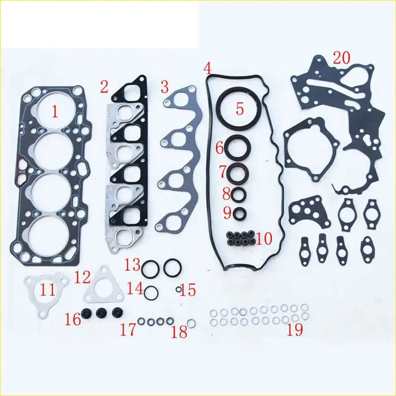 Black rubber gasket set with metallic parts and various seals for mitsubishi lancer v or space wagon 4d68 4d68t engine