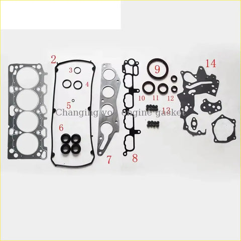 Black rubber gasket set with various shaped seals and metal parts for mitsubishi outlander grandis 2.4l 4wd engine head