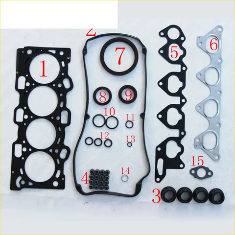 Black rubber gasket set with metallic valve cover and assorted seals for mitsubishi pajero tr4 2.0 4wd 4g94 1000a069