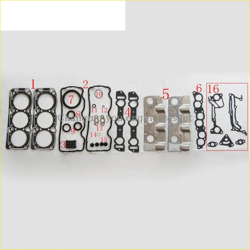 Black rubber gasket set with metallic engine parts for gasket pro mitsubishi sigma or pajero 4 3.0 v6 6g72 engine