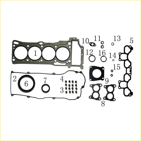 Black rubber gasket set for nissan sunny sentra almera 1.8l 16v qg18de engine components full metal set