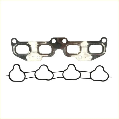 Metallic silver engine intake manifold gasket set with black rubber seals for nissan qr20de 2.0l intake and exhaust