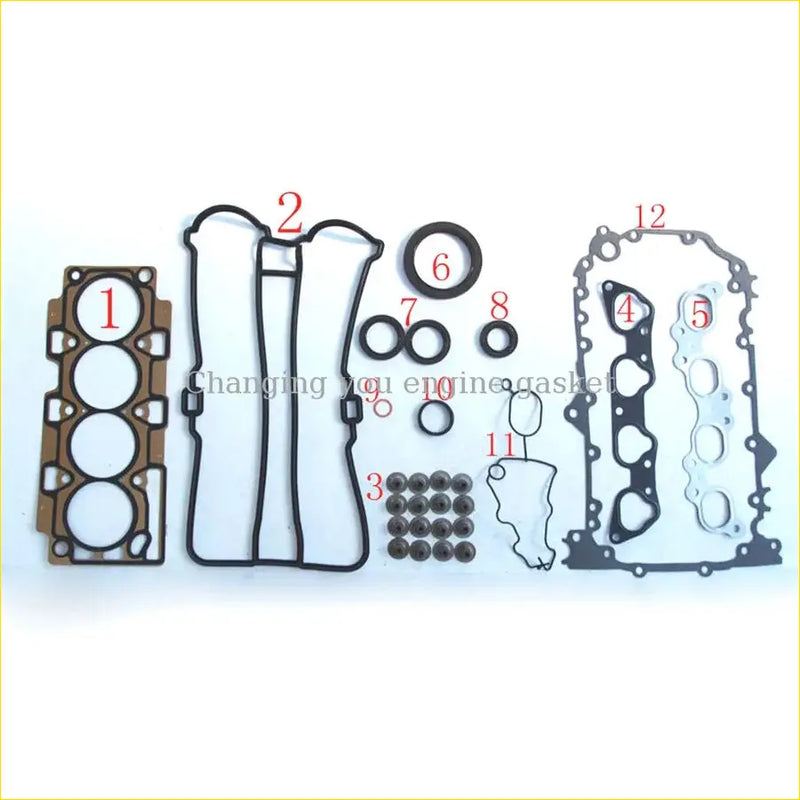 Black rubber engine gasket set with metallic parts and labels for lotus 08-11 l3 proton gen-2 waja 1.6l full set