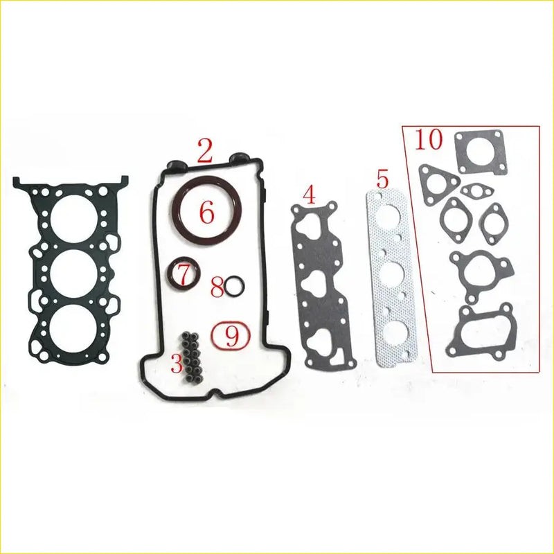 Black rubber gasket set with various shapes and metal washers for Suzuki kei 12v and wagon r plus k6a engines