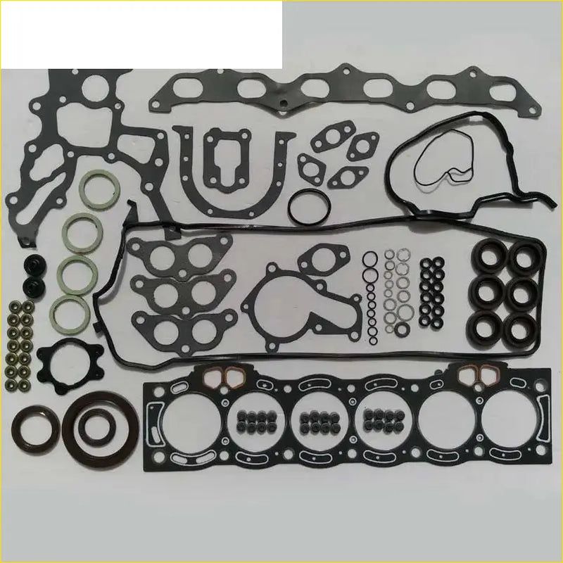 Black rubber gasket set with circular seals and elongated engine head gaskets for toyota cressida saloon gx81 2.0l 1gfe full set