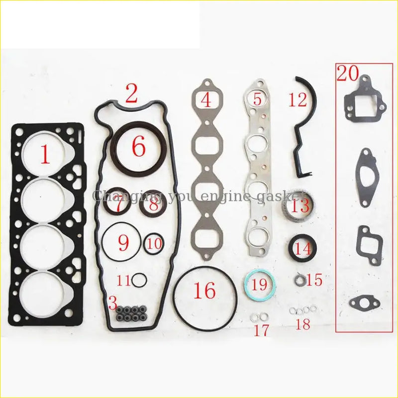 Black rubber gasket set with metallic parts for toyota starlet p7 1.5 d 1n engine head full metal set