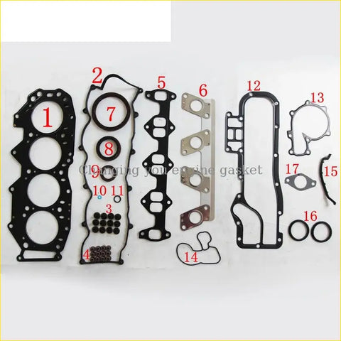 Black rubber engine gasket set with metallic parts and sealing rings for ford ranger endeavour 2.5 metal full set