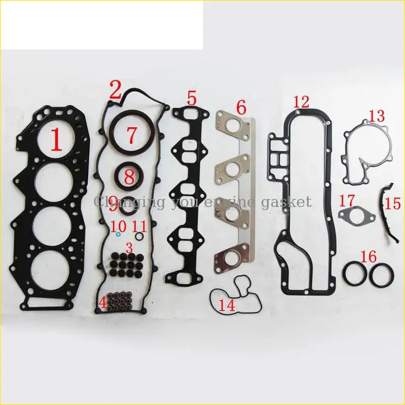 Black rubber engine gasket set with metallic parts and sealing rings for ford ranger endeavour 2.5 metal full set