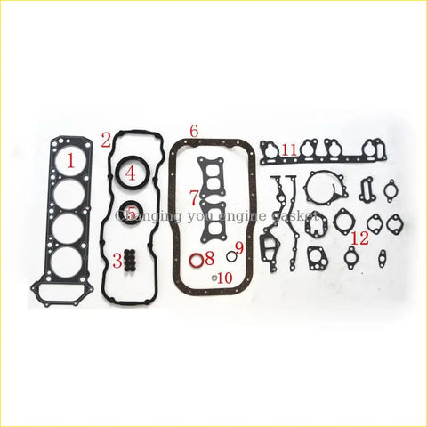Black rubber engine gasket set with various shapes for nissan bluebird cabstar z20 z20s full set