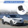 Black leather gear shift knob cover with blue stitching and hardware for Toyota CH-R 2017-2021 front view