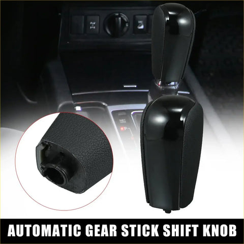 Black automatic gear stick shift knob with textured grip and glossy faux leather finish for toyota land cruiser prado
