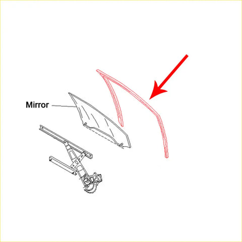 Red-painted curved windshield wiper blade with mechanical linkage for glass run channel seal on mitsubishi colt triton
