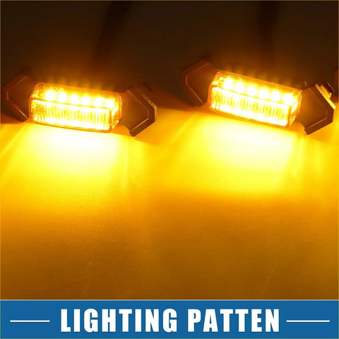Two amber led grill light bars with black brackets glowing bright yellow for toyota tacoma trd pro 2016-2022
