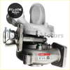 Silver metallic gt2052v turbocharger with matte finish and red r134a label for vw touareg 2.5l 174 hp back view