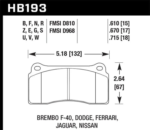 Hawk Performance HB193U.670 Hawk Dodge / Ferrari F | Kren Offroad NZ