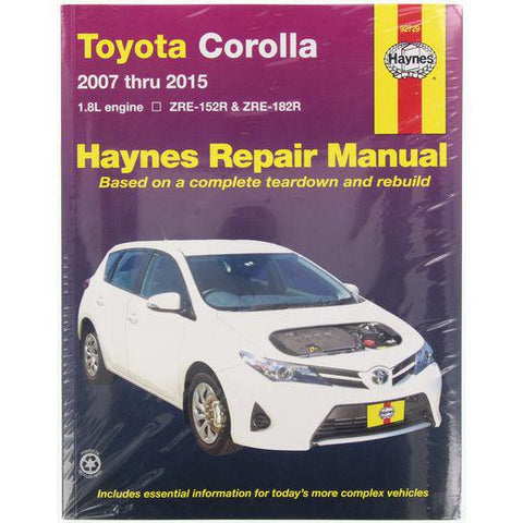 Haynes Repair Manual Suits Toyota Corolla 07-15 92729