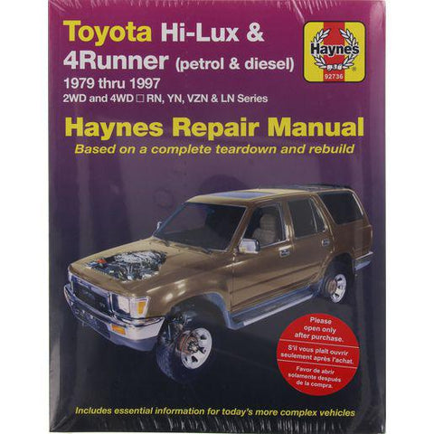 Haynes Repair Manual Suits Toyota Hi Lux 4x4 & 4x2 &