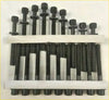 Black threaded metal head bolts with hex heads arranged on a white tray for navara d22 d40 pickup np300 use