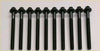 Black threaded engine bolts with hex heads arranged in a row for head gasket set movano master x250d navara nv400 2.3 dci