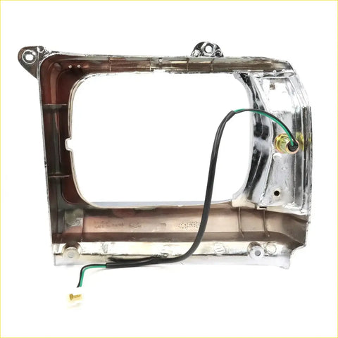 Chrome-finished metal head light door with integrated wiring and mounts for toyota hilux regular cab 2wd 1978-1983 back side