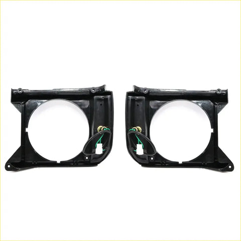 Black plastic headlight bezels with integrated wiring harnesses for toyota hilux 2wd n30 n40 rn30 rn32 rn40 rn41 back side view