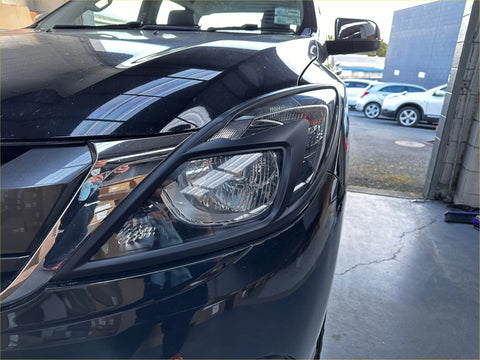 Black glossy headlight cover with chrome trim and clear lens for mazda bt-50 2012-2020 matte finish