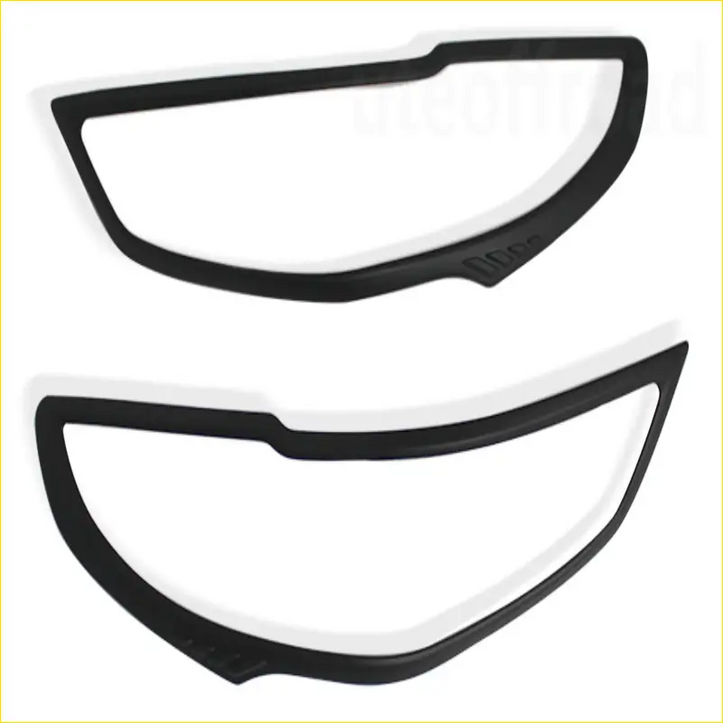 Black plastic headlight covers for Mazda BT 50 2021 plus showing back side of trim pieces for automotive use