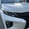 White mitsubishi pajero sport headlight with sleek black trim and led daytime running lights for triton 2019-2023 matte black cover