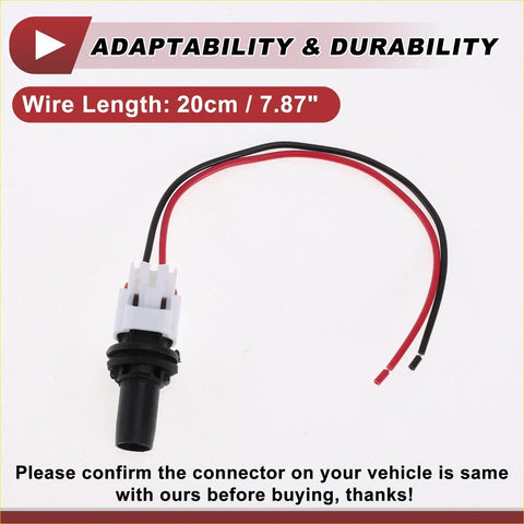 Black and red wire headlight side marker lamp socket wiring harness with white plastic connector for toyota 4runner