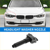 Black plastic headlight washer nozzle with cylindrical body and angular bracket for toyota land cruiser 2016-2019