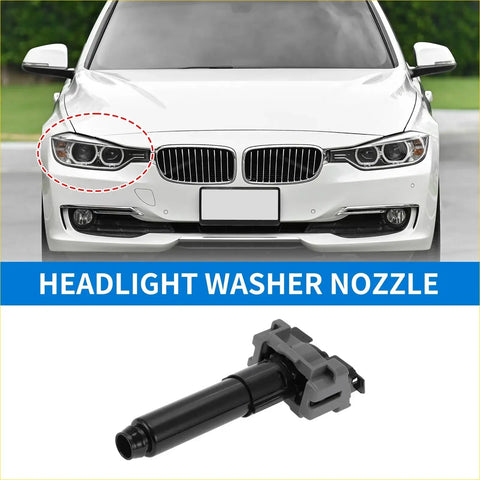 Black plastic headlight washer nozzle with cylindrical body and angular bracket for toyota land cruiser 2016-2019