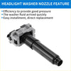 Black and gray plastic headlight washer nozzle with cylindrical body and molded housing for toyota land cruiser 2016-2019
