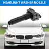 Black and gray plastic headlight washer nozzle with cylindrical body and angular housing for Toyota Land Cruiser 2016-2019