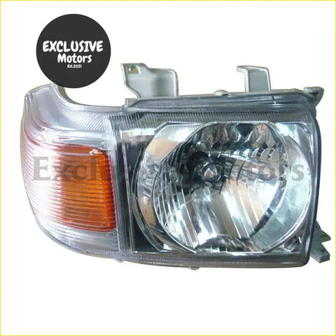 Clear plastic headlights with chrome housing and orange turn signal lens for toyota land cruiser lc70 lc76 2007 2015