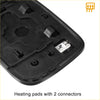 Black plastic heating pad with metallic connectors on the back side for heated right side rearview mirror glass toyota prius
