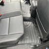 Black rubber heavy duty mat for isuzu d-max 2024+ with molded ridges and circular cutouts for vehicle footwell