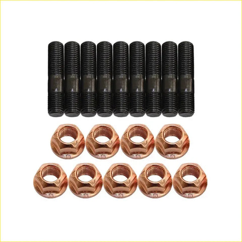 Set of black high tensile threaded bolts and copper hex nuts for mazda cx-7 2.3l petrol turbo charger stud kit