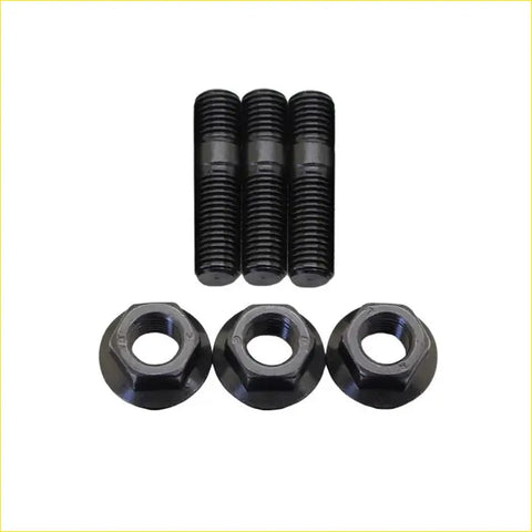 Set of three black coated steel high tensile bolts and hex nuts for turbo charger stud kit mitsubishi pajero 4m41 3.2l vt12