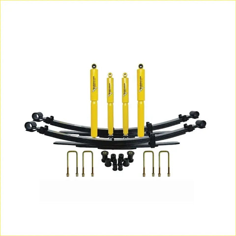 Yellow and black dobinsons twin tube nitro gas leaf spring suspension kit with matching shock absorbers for holden colorado rc