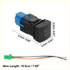 Back side of black plastic hole expansion port switch with blue connector and multi colored wiring for Toyota vehicles